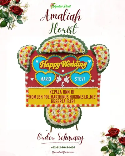 Karangan Papan Bunga Pernikahan di Mokoau